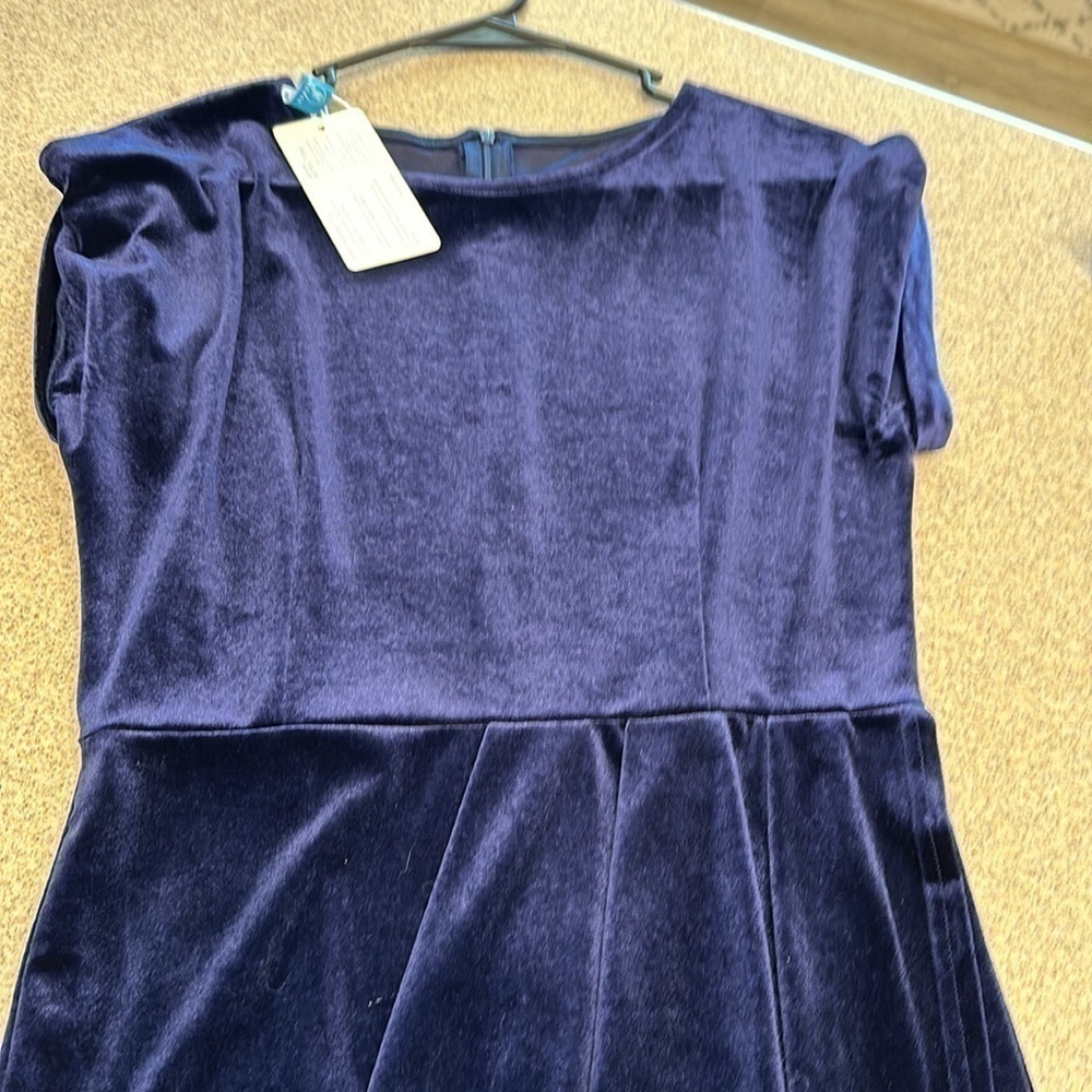 NWT NAVY BLUE party/wedding dress velvety size medium - Picture 5 of 8